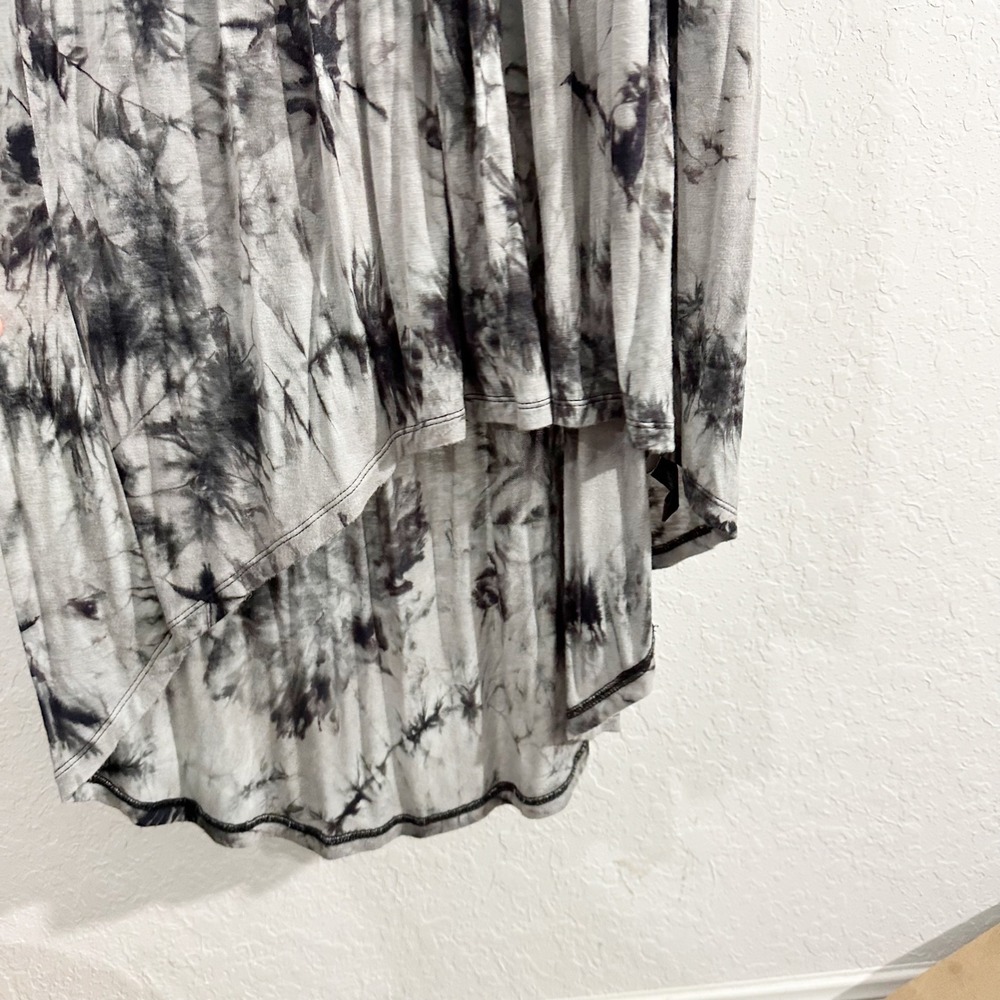 AB Studio Tie Dye Scoop Neck High Low Dress Gray Black Small Beach Summer Flowy‎ - Picture 4 of 10